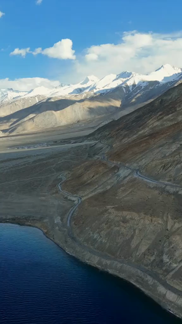 Vertical Aerial View of Pangong Lake, Ladakh, India