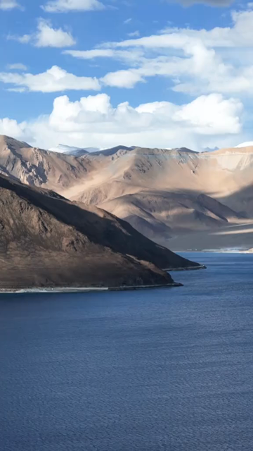 Vertical Aerial View of Pangong Lake, Ladakh, India