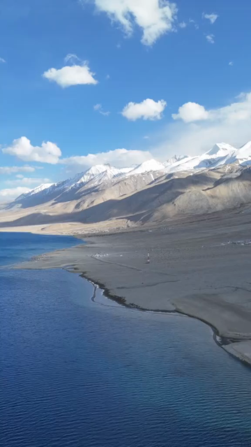 Vertical Aerial View of Pangong Lake, Ladakh, India
