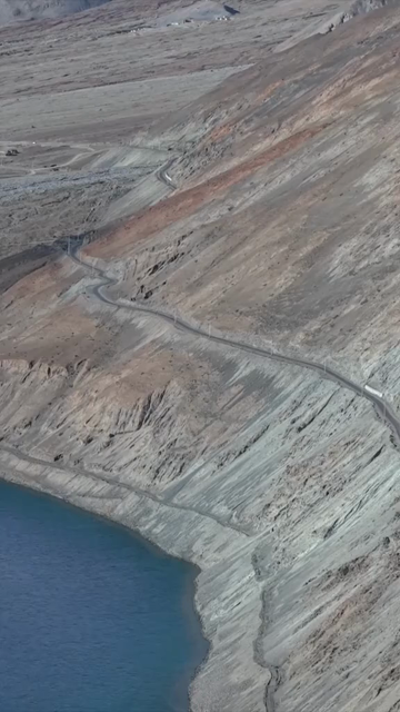Vertical Aerial View of Pangong Lake, Ladakh, India