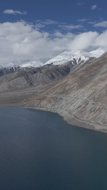Vertical Aerial View of Pangong Lake, Ladakh, India
