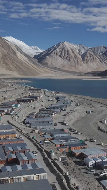 Vertical Aerial View of Pangong Lake, Ladakh, India