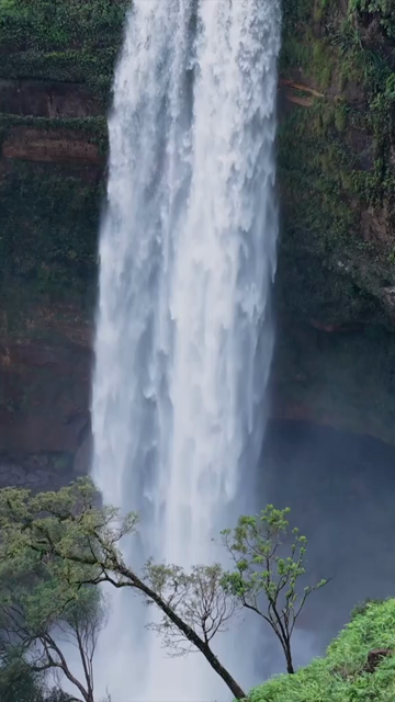 Vertical Aerial View of Phe Phe Falls and Lush Jaintia Hills Meghalaya