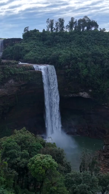Vertical Aerial View of Phe Phe Falls and Lush Jaintia Hills Meghalaya