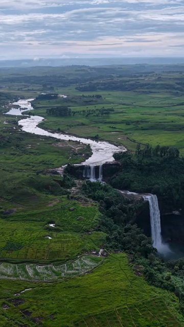 Vertical Aerial View of Phe Phe Falls and Lush Jaintia Hills Meghalaya