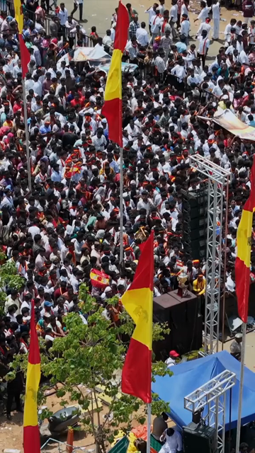 Vertical Aerial View of TVK Political Rally Crowd in Tamil Nadu India