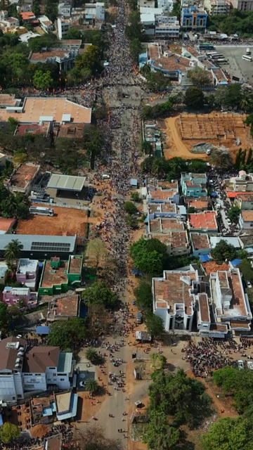 Vertical Aerial View of TVK Political Rally Crowd in Tamil Nadu India