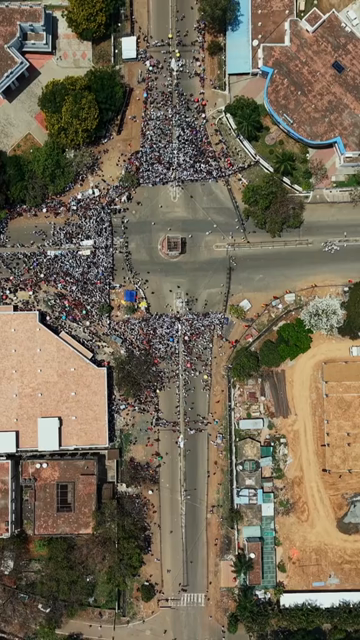 Vertical Aerial View of TVK Political Rally Crowd in Tamil Nadu India
