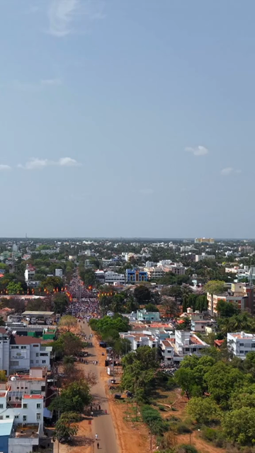 Vertical Aerial View of TVK Political Rally Crowd in Tamil Nadu India