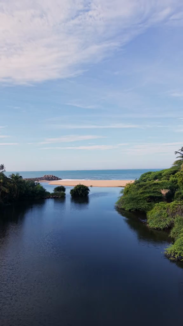 Vertical Aerial View of Poovar Beach and Backwater Confluence Kerala