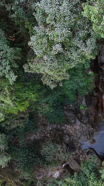 Vertical Aerial View of Pung Iyer Falls in Meghalaya India