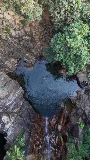 Vertical Aerial View of Pung Iyer Falls in Meghalaya India