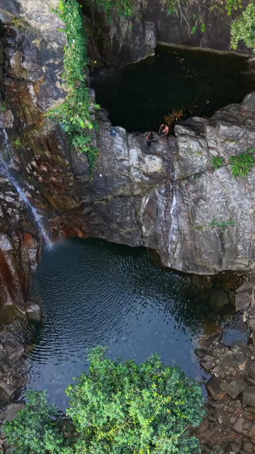 Vertical Aerial View of Pung Iyer Falls in Meghalaya India