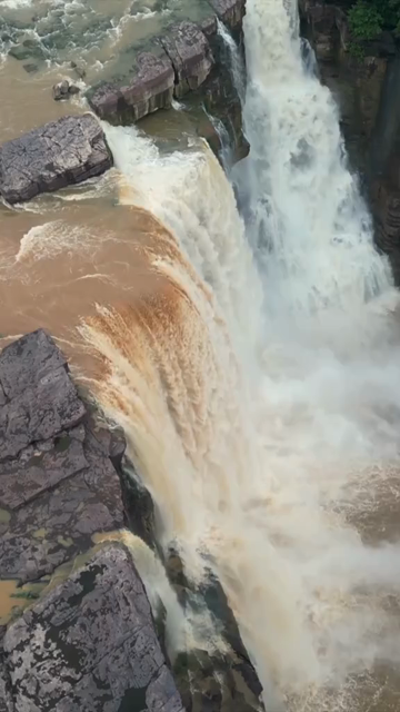 Vertical Aerial View of Purwa Waterfall Rewa Madhya Pradesh India
