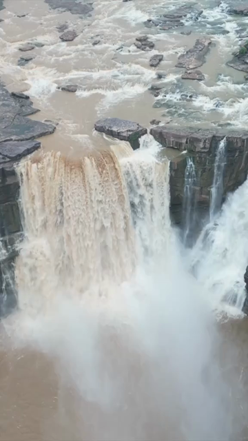 Vertical Aerial View of Purwa Waterfall Rewa Madhya Pradesh India