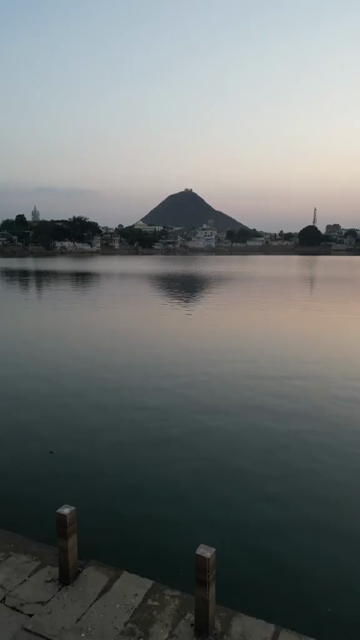 Vertical Aerial View of Pushkar Lake and Aravalli Hills, Rajasthan, India