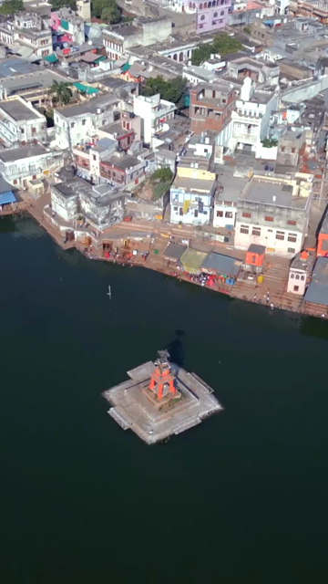 Vertical Aerial View of Pushkar Lake and Aravalli Hills, Rajasthan, India