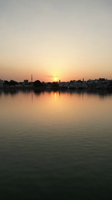 Vertical Aerial View of Pushkar Lake and Aravalli Hills, Rajasthan, India