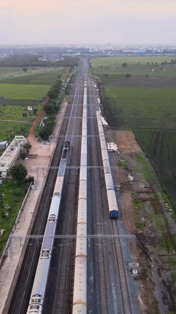 Vertical Aerial View of Railway Tracks Near Tumakuru Karnataka India
