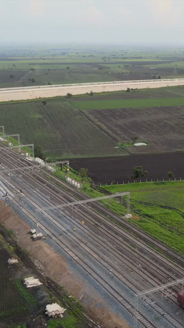 Vertical Aerial View of Railway Tracks Near Tumakuru Karnataka India
