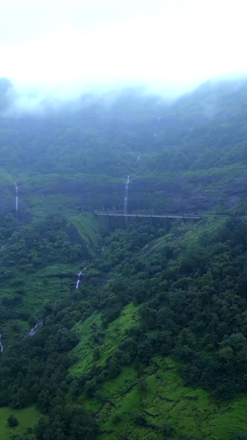 Vertical Aerial View of Railway Viaduct and Waterfall in Lonavala Maharashtra