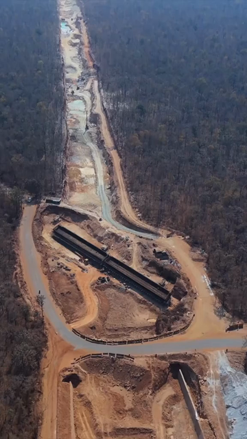 Vertical Aerial View of Raipur–Visakhapatnam Economic Corridor NH-130CD Under Construction in Odisha India