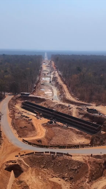 Vertical Aerial View of Raipur–Visakhapatnam Economic Corridor NH-130CD Under Construction in Odisha India