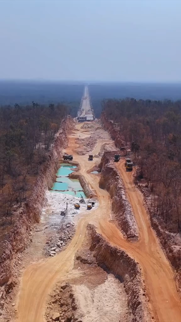 Vertical Aerial View of Raipur–Visakhapatnam Economic Corridor NH-130CD Under Construction in Odisha India