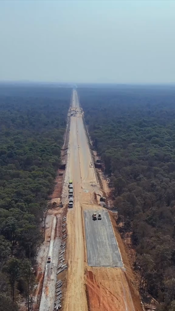 Vertical Aerial View of Raipur–Visakhapatnam Economic Corridor NH-130CD Under Construction in Odisha India