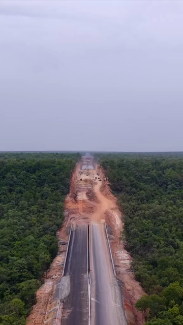 Vertical Aerial View of Raipur–Visakhapatnam Economic Corridor NH-130CD Under Construction in Odisha India