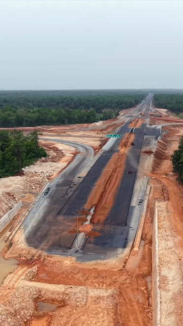Vertical Aerial View of Raipur–Visakhapatnam Economic Corridor NH-130CD Under Construction in Odisha India