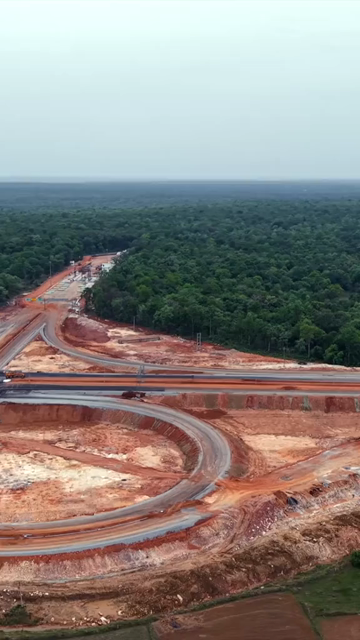 Vertical Aerial View of Raipur–Visakhapatnam Economic Corridor NH-130CD Under Construction in Odisha India