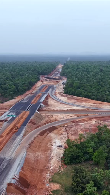 Vertical Aerial View of Raipur–Visakhapatnam Economic Corridor NH-130CD Under Construction in Odisha India