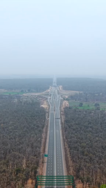 Vertical Aerial View of Raipur–Visakhapatnam Economic Corridor NH-130CD Under Construction in Odisha India