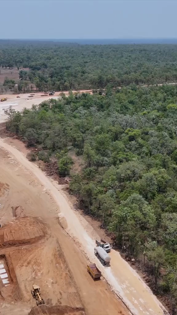 Vertical Aerial View of Raipur–Visakhapatnam Economic Corridor NH-130CD Under Construction in Odisha India