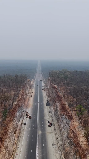 Vertical Aerial View of Raipur–Visakhapatnam Economic Corridor NH-130CD Under Construction in Odisha India
