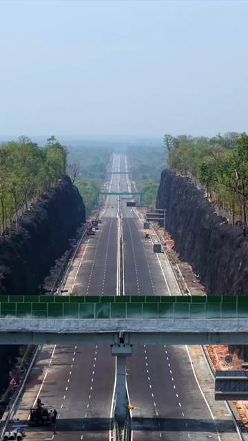 Vertical Aerial View of Raipur–Visakhapatnam Economic Corridor NH-130CD Under Construction in Odisha India