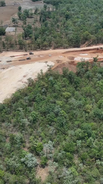 Vertical Aerial View of Raipur–Visakhapatnam Economic Corridor NH-130CD Under Construction in Odisha India