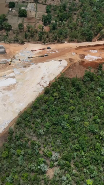 Vertical Aerial View of Raipur–Visakhapatnam Economic Corridor NH-130CD Under Construction in Odisha India