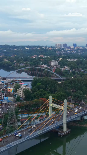 Vertical Aerial View of Raja Bhoj Setu Bridge in Bhopal, India
