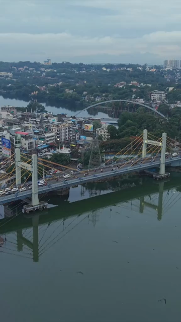 Vertical Aerial View of Raja Bhoj Setu Bridge in Bhopal, India