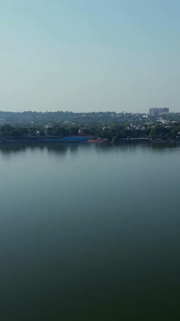 Vertical Aerial View of Raja Bhoj Setu and Upper Lake Bhopal, India