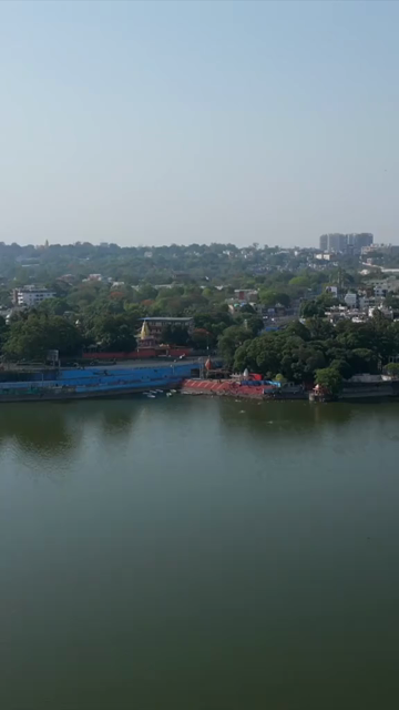 Vertical Aerial View of Raja Bhoj Setu and Upper Lake Bhopal, India