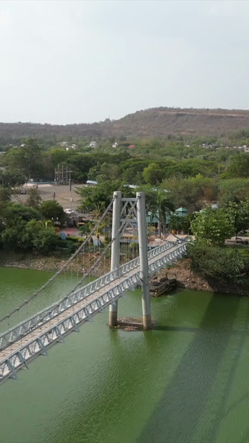 Vertical Aerial View of Raja Bhoj Setu and Upper Lake Bhopal, India