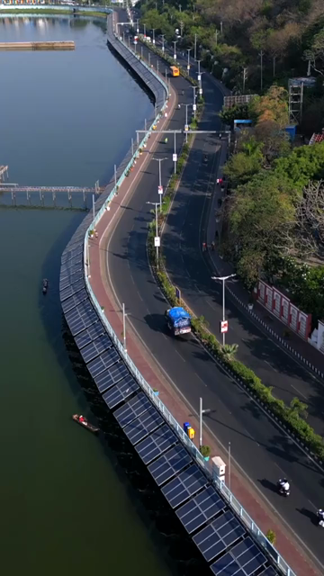 Vertical Aerial View of Raja Bhoj Setu and Upper Lake Bhopal, India