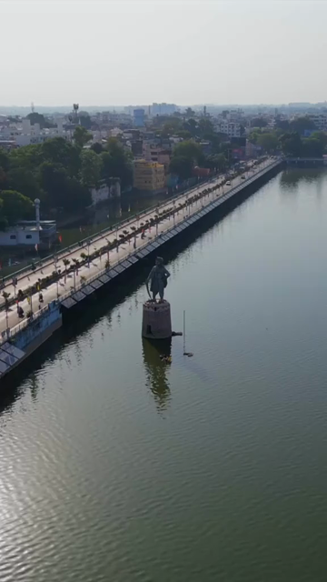 Vertical Aerial View of Raja Bhoj Setu and Upper Lake Bhopal, India