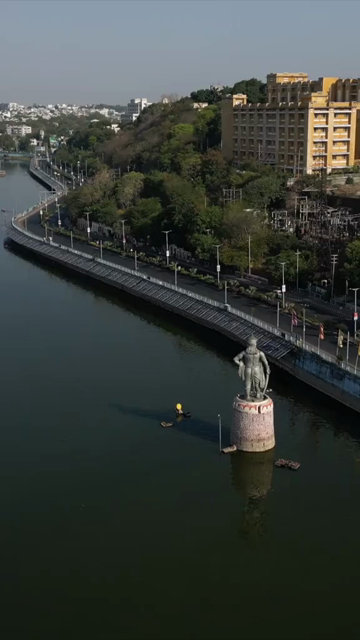 Vertical Aerial View of Raja Bhoj Setu and Upper Lake Bhopal, India