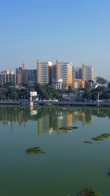 Vertical Aerial View of Raja Bhoj Statue and Upper Lake Bhopal