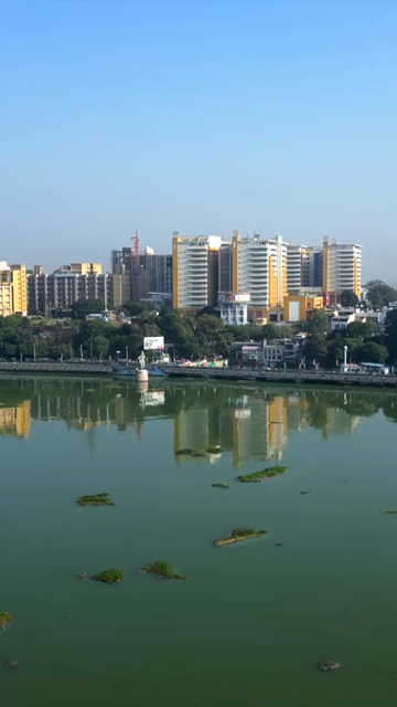 Vertical Aerial View of Raja Bhoj Statue and Upper Lake Bhopal