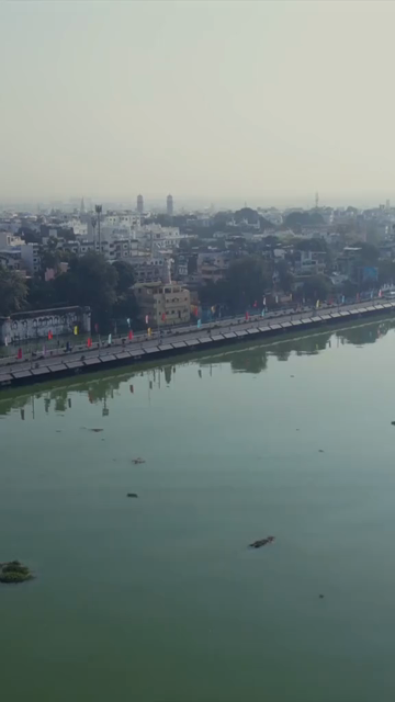 Vertical Aerial View of Raja Bhoj Statue and Upper Lake Bhopal